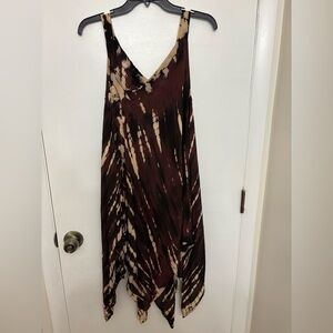 Asymmetrical Tie-Dye Handkerchief Hem Dress Flowy Oversized Bohemian